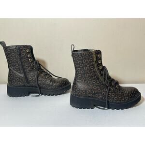 GUESS Locate Fleece Lined Leather Dark Brown Combat Boots Women’s Size 7